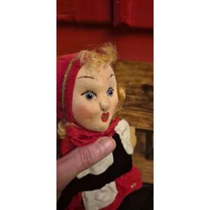 Vintage 60's Tag Kersa Hand Puppet Red Riding Hood (?) Blonde Blue Eye Mint Cond